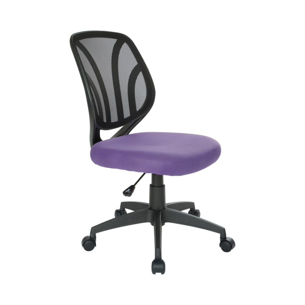 Screen_Back_Armless_Task_Chair_with_Purple_Mesh_and_Dual_Wheel_Carpet_Casters_Main_Image