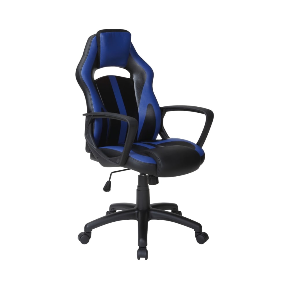 Influx_Gaming_Chair_in_Black_Faux_Leather_with_Blue_Accents_Main_Image