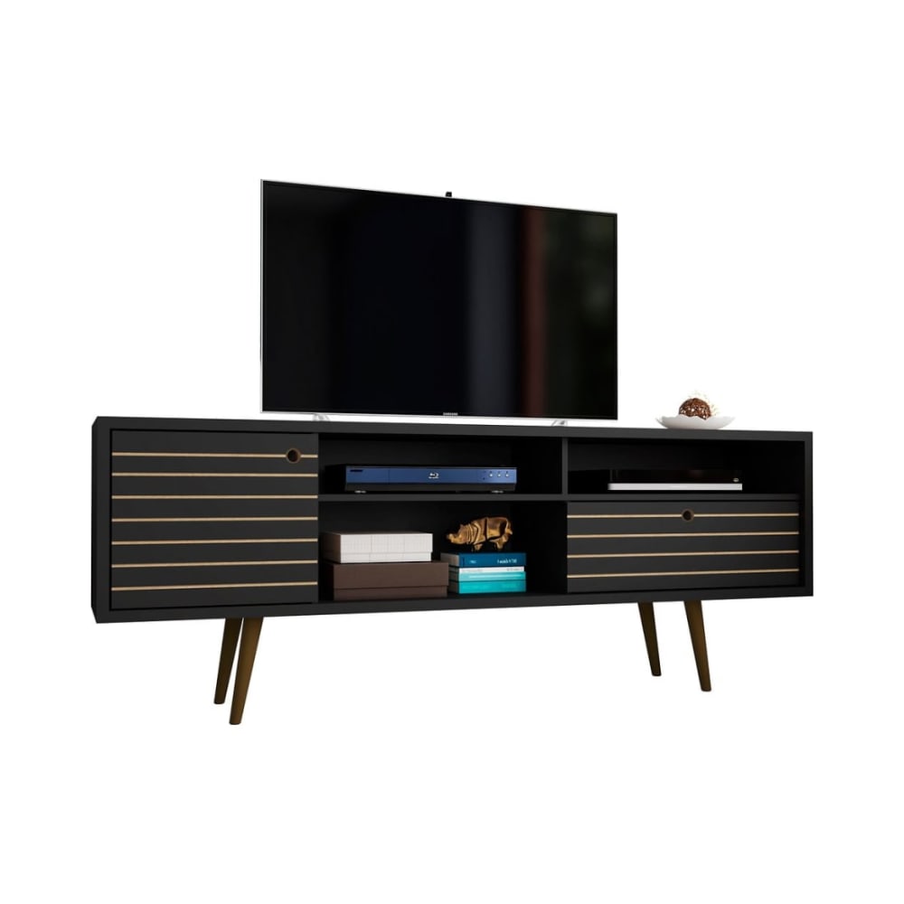 Liberty 70.86" Mid-Century Modern TV Stand in Black