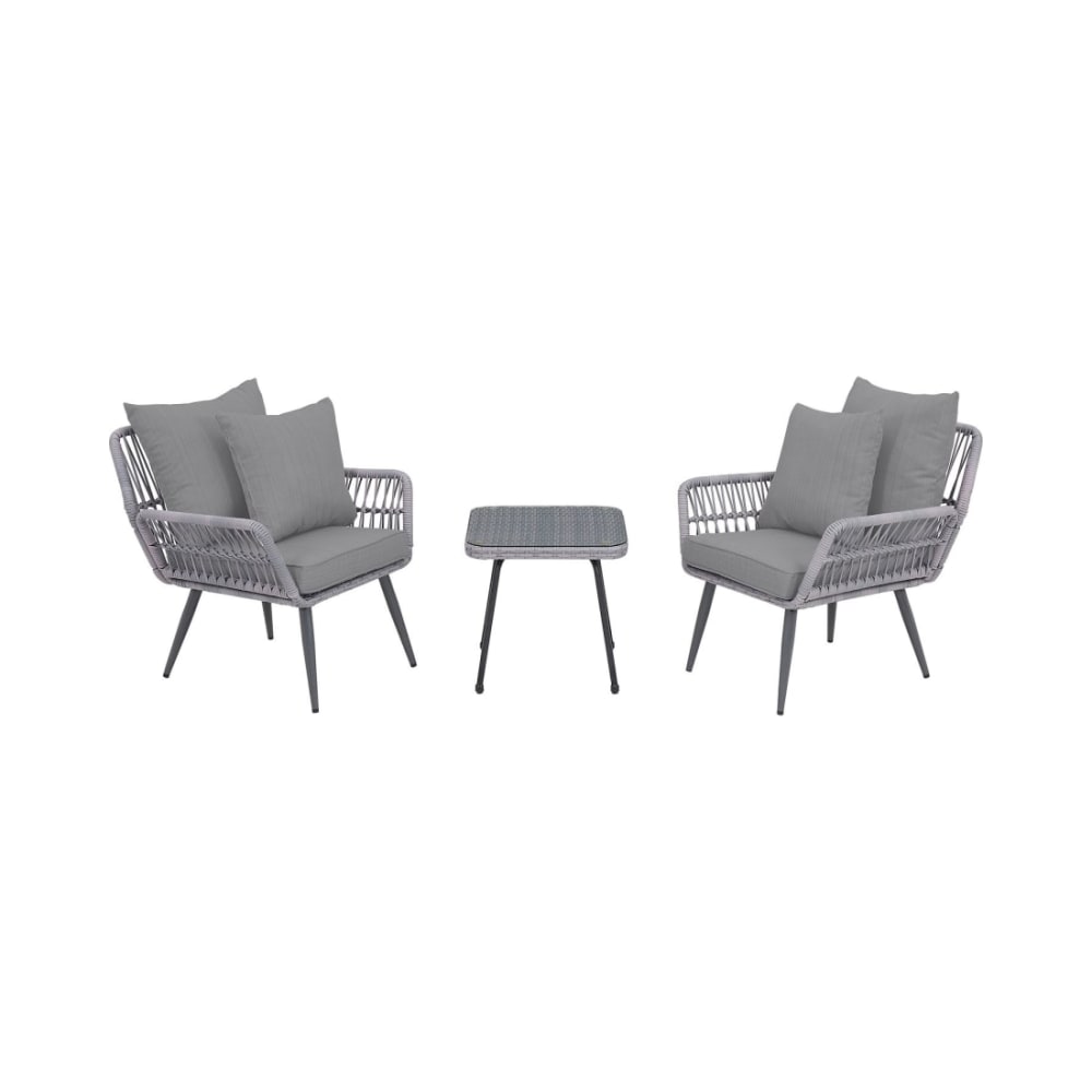 Cannes Patio 2-Person Seating Group with End Table with Grey Cushions
