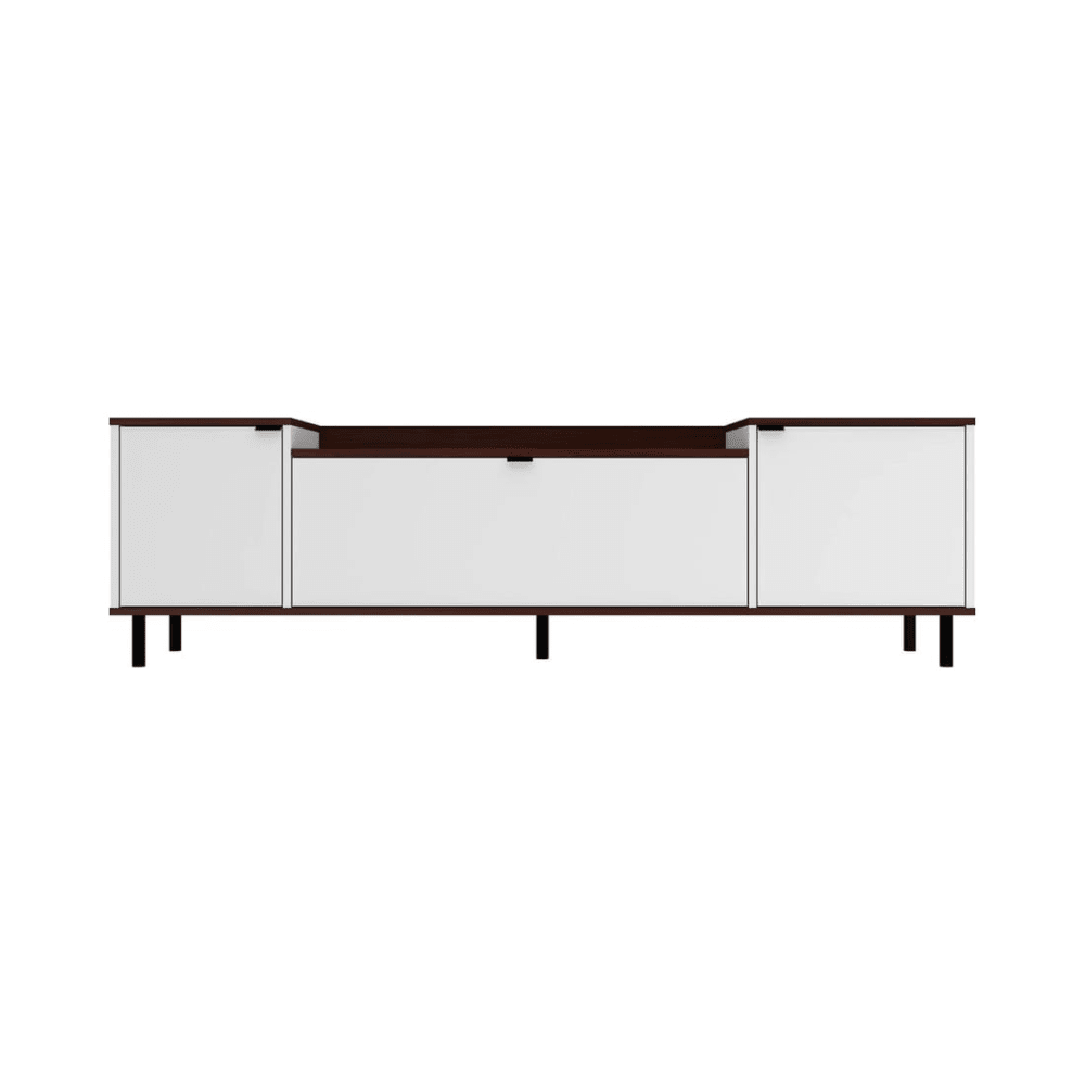 Mosholu 66.93" TV Stand in White and Nut Brown