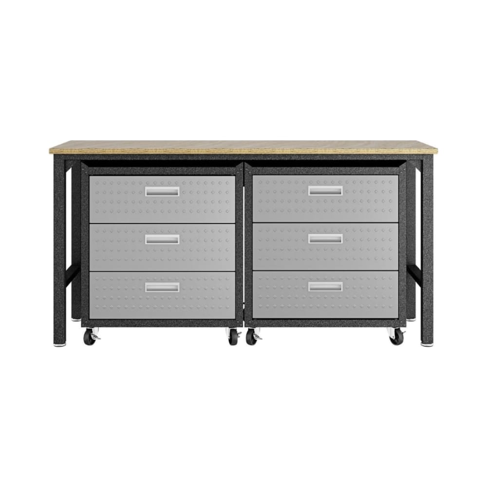 Fortress 3-Piece Mobile Space-Saving Garage Cabinet and Worktable 6.0 in Grey