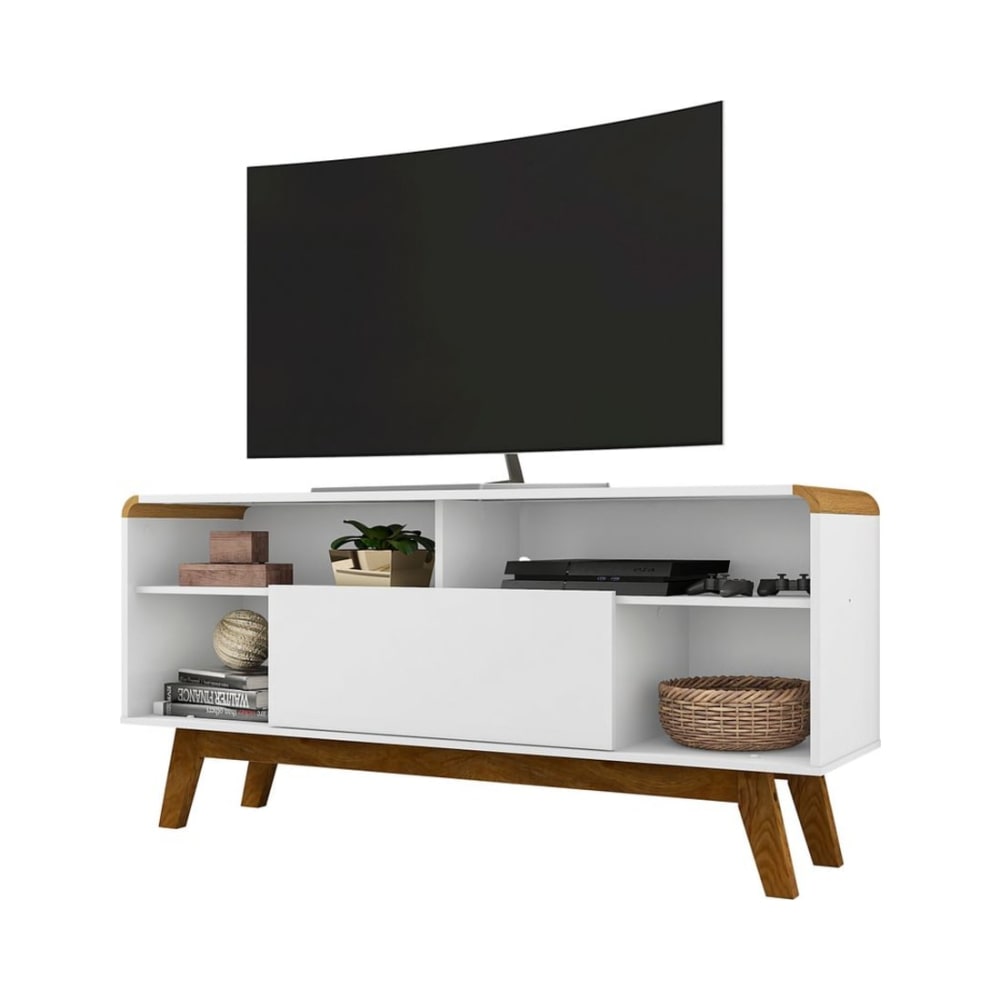 Camberly 53.54" TV Stand in White and Cinnamon