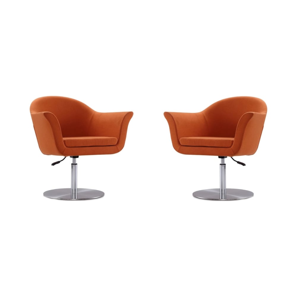 Voyager Swivel Adjustable Accent Chair in Orange and Brushed Metal (Set of 2)
