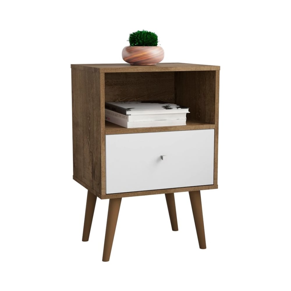 Liberty Nightstand 1.0 in Rustic Brown and White