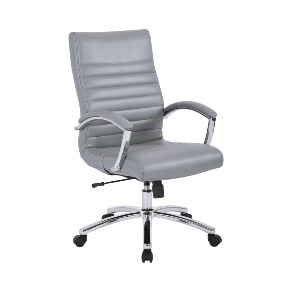 Executive_Mid-Back_Chair_in_Grey_Faux_Leather_with_Padded_Arms_and_Chrome_Finish_Base_Main_Image