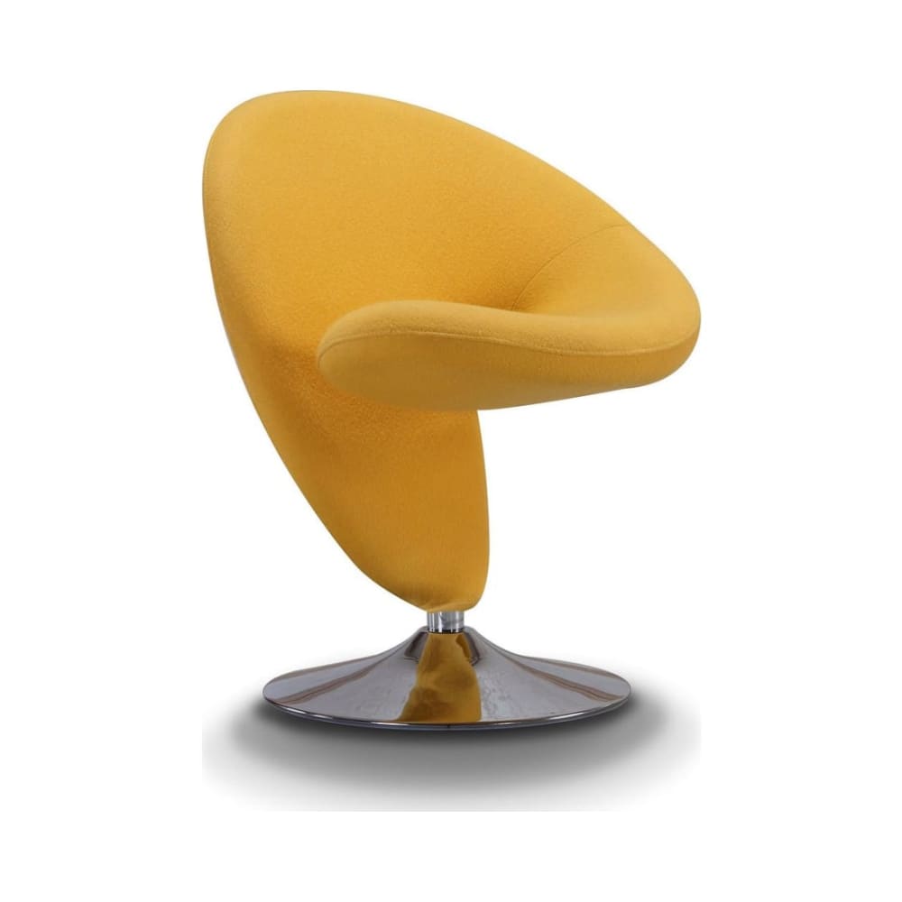 Curl Swivel Accent Chair in Yellow and Polished Chrome