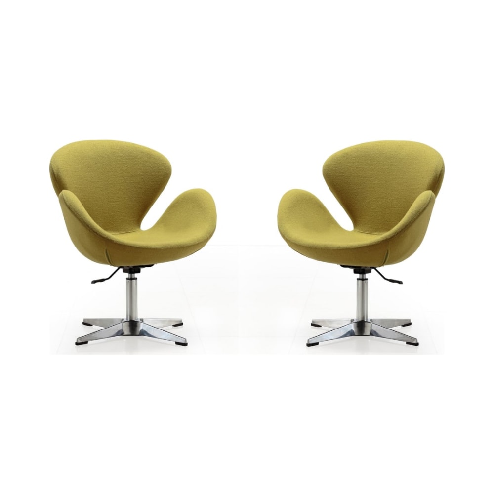 Raspberry Adjustable Swivel Chair in Green and Polished Chrome (Set of 2)