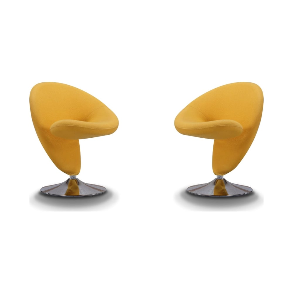 Curl Swivel Accent Chair in Yellow and Polished Chrome (Set of 2)