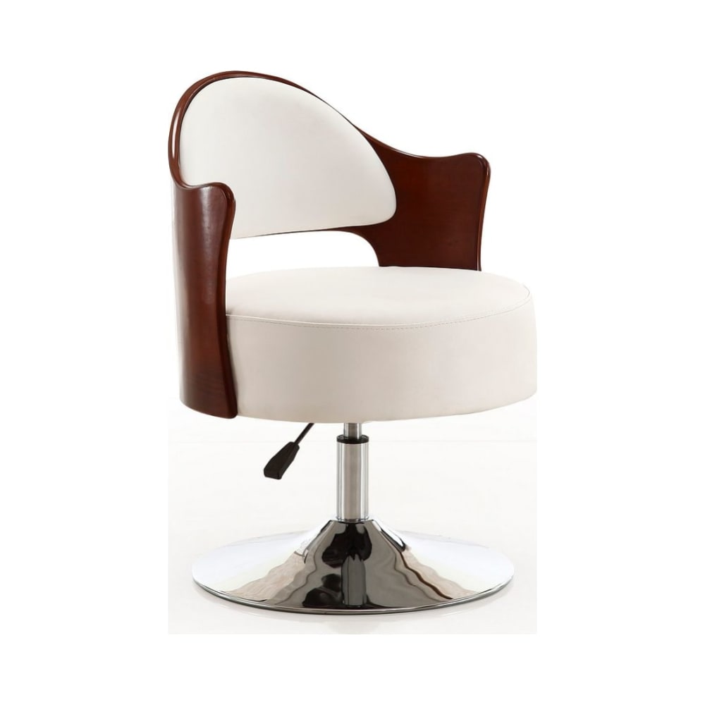 Bopper Adjustable Height Swivel Accent Chair in White and Polished Chrome