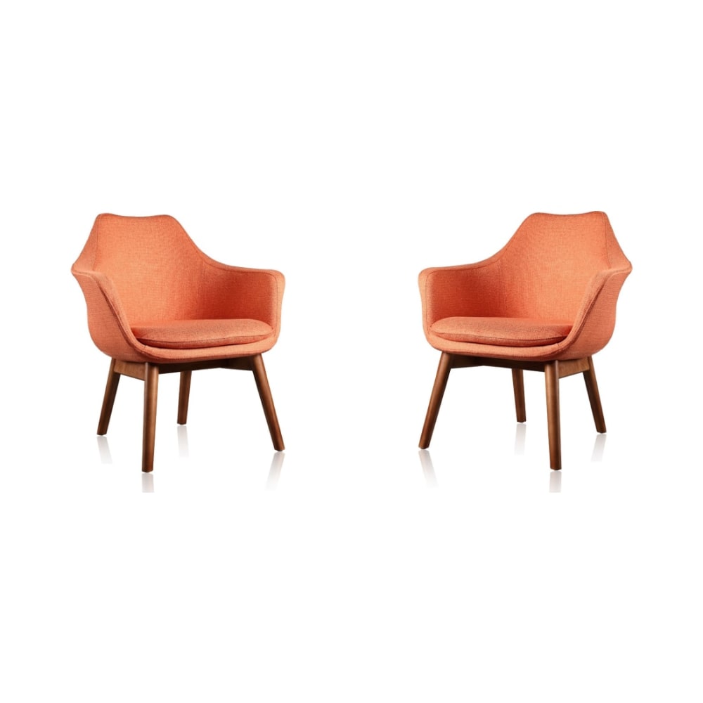 Cronkite Accent Chair in Orange and Walnut (Set of 2)