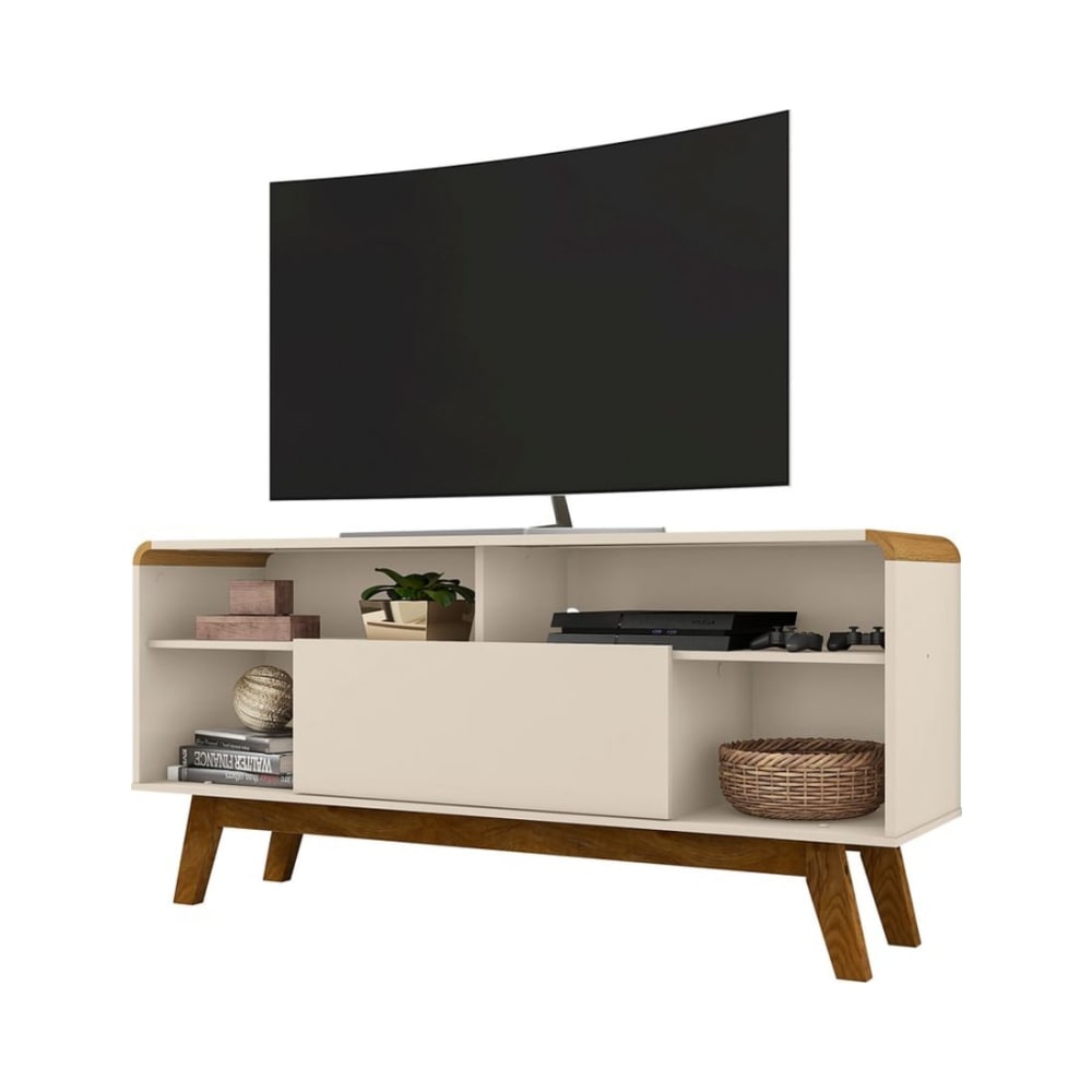 Camberly 53.54" TV Stand in Off White and Cinnamon