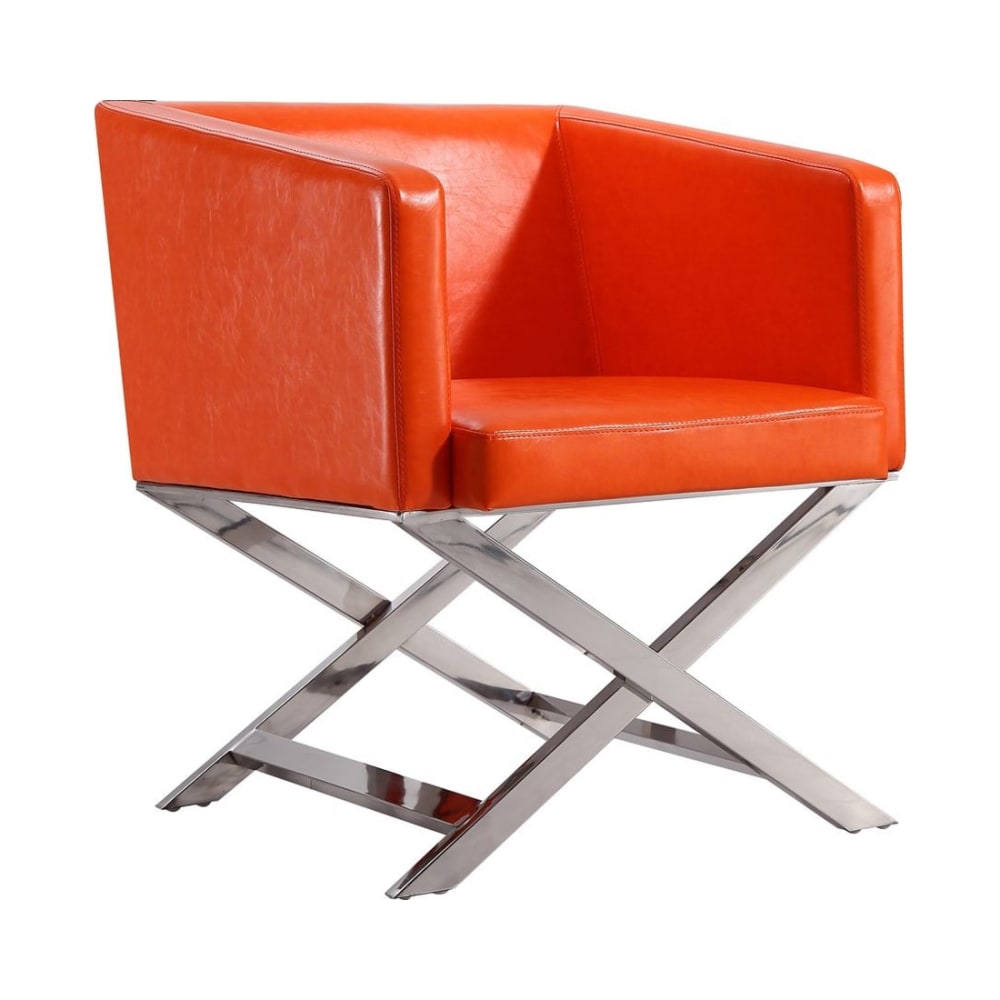 Hollywood Lounge Accent Chair in Orange and Polished Chrome
