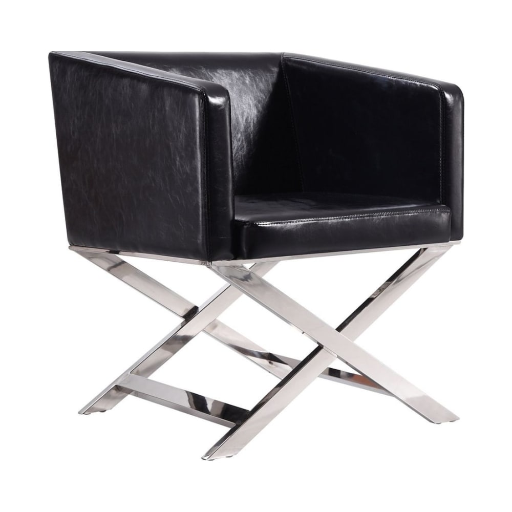 Hollywood Lounge Accent Chair in Black and Polished Chrome