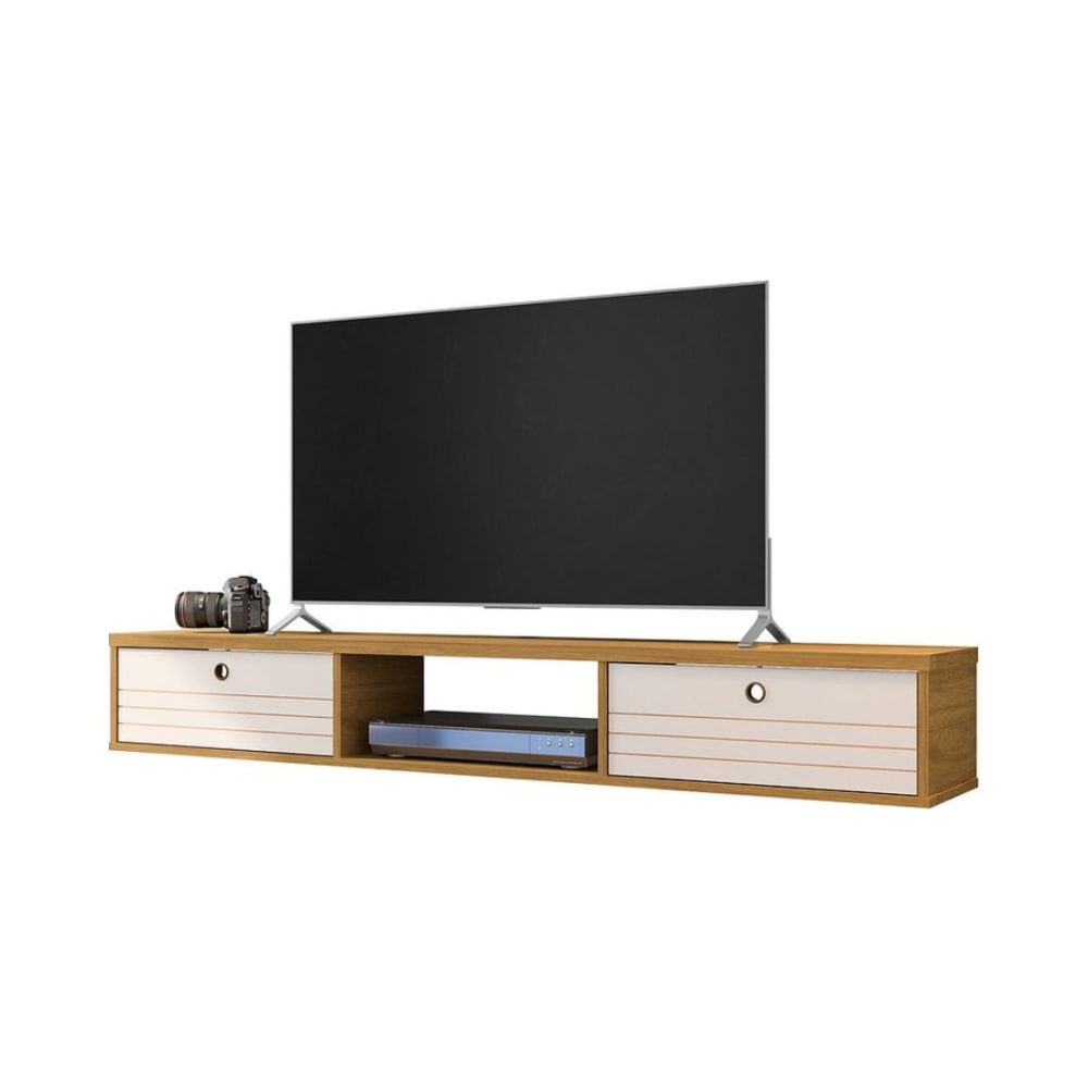 Liberty 62.99" Floating Entertainment Center in Cinnamon and Off White