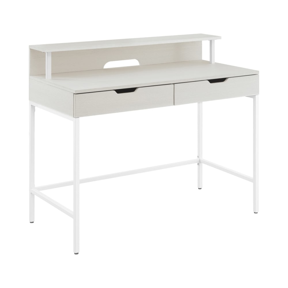 Contempo_40”_Desk_with_2_drawers_and_shelf_hutch_in_White_Oak_Finish_Main_Image