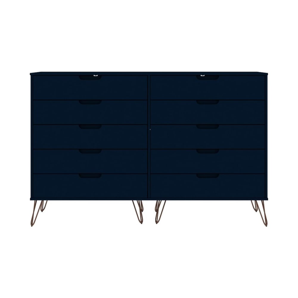 Rockefeller 10-Drawer Double Tall Dresser in Tatiana Midnight Blue