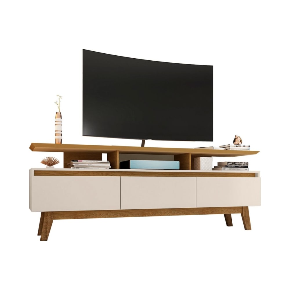Yonkers 70.86" TV Stand in Off White and Cinnamon
