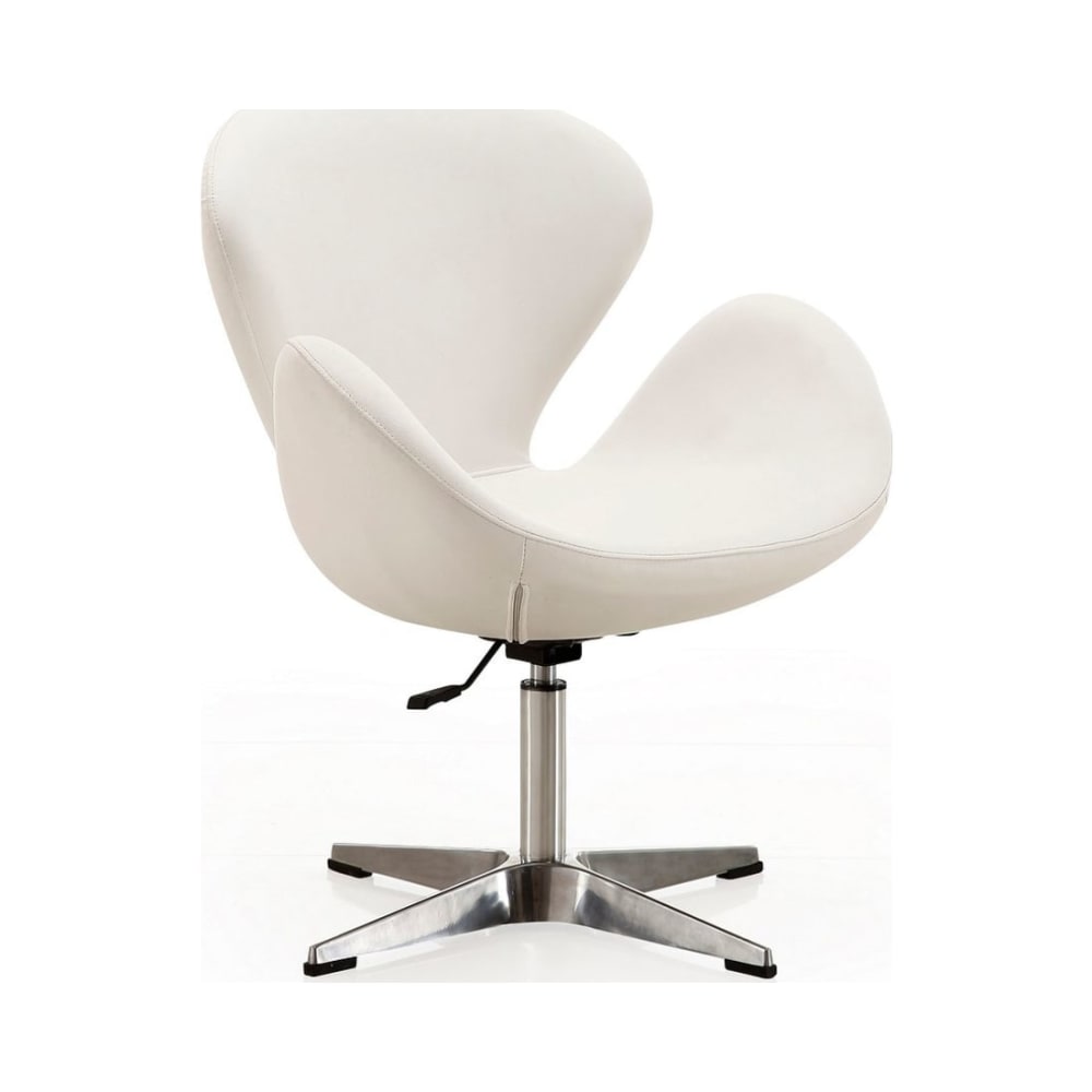 Raspberry Faux Leather Adjustable Swivel Chair in White and Polished Chrome