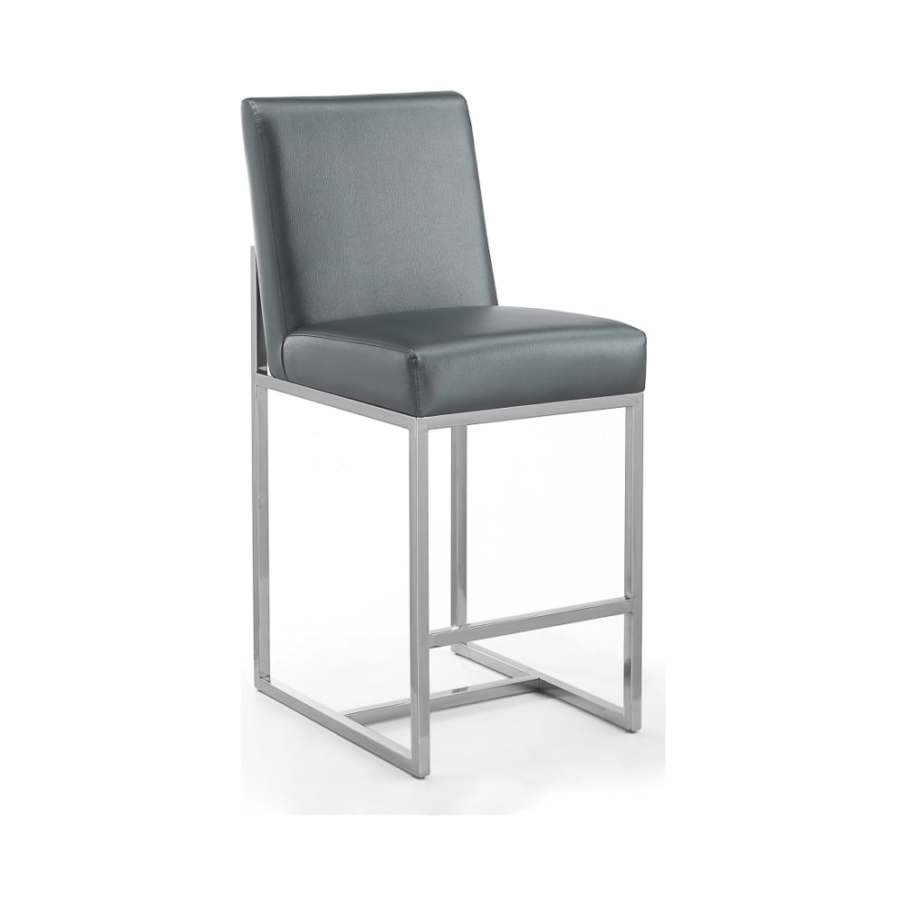 Element_24"_Faux_Leather_Counter_Stool_in_Graphite_and_Polished_Chrome_Main_Image
