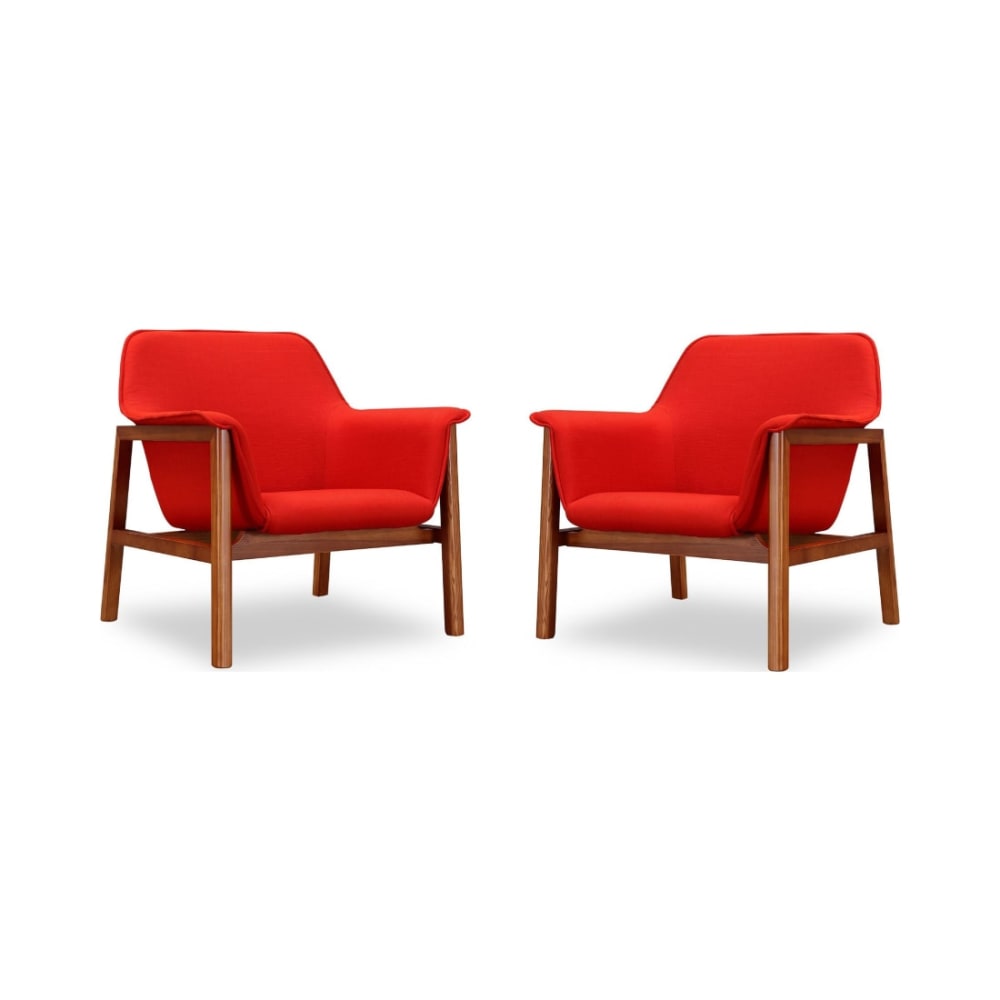 Miller Accent Chair in Burnt Orange and Walnut (Set of 2)