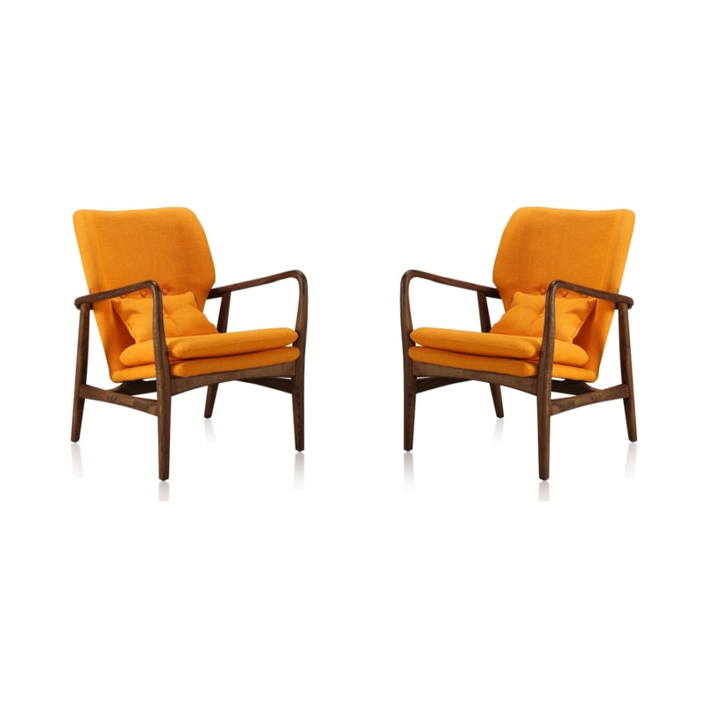 Bradley Accent Chair in Yellow and Walnut (Set of 2)