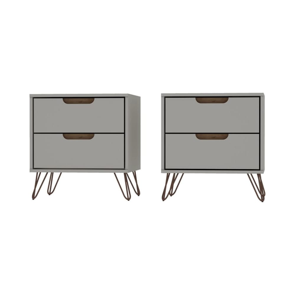 Rockefeller 2-Drawer Off White and Nature Nightstand (Set of 2)