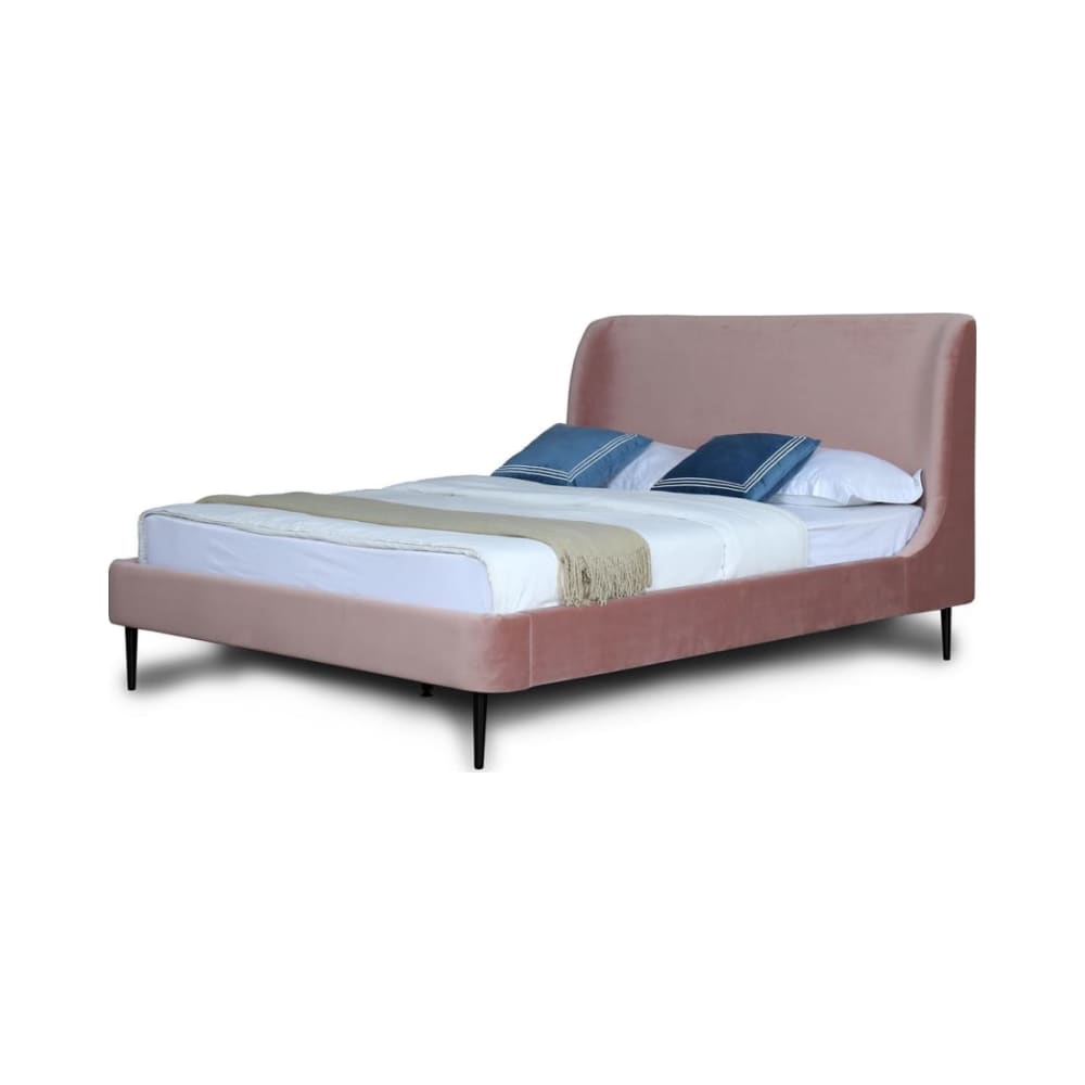 Heather Queen Bed in Blush and Black Legs