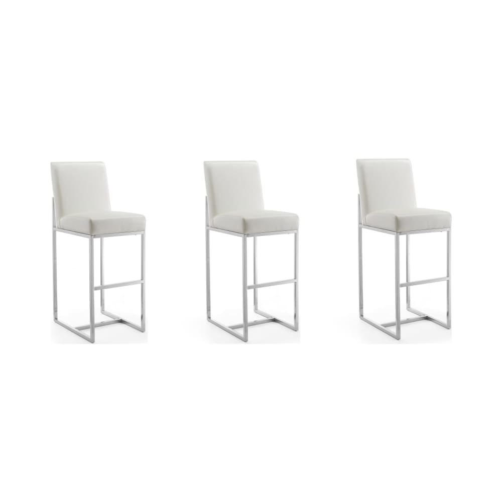 Element_29"_Faux_Leather_Bar_Stool_in_Pearl_White_and_Polished_Chrome_(Set_of_3)_Main_Image