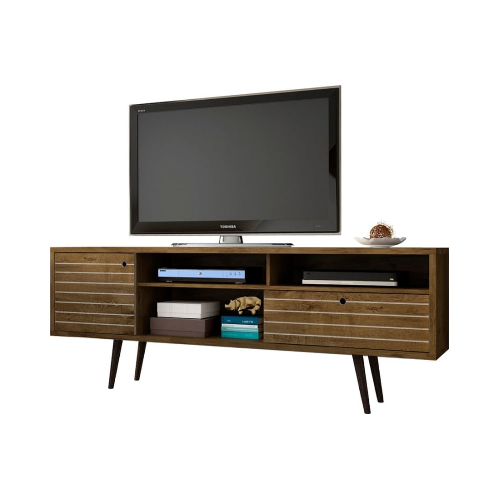 Liberty 70.86" Mid-Century Modern TV Stand in Rustic Brown
