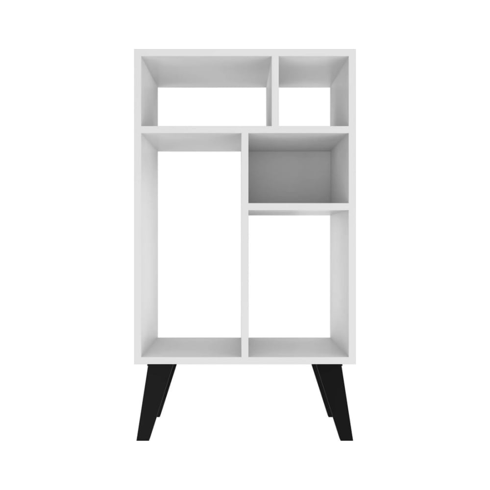 Warren Low Bookcase 3.0  in White with Black Feet