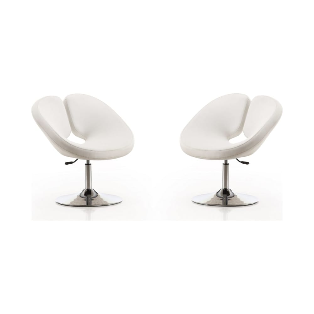 Perch Adjustable Faux Leather Chair in White and Polished Chrome (Set of 2)