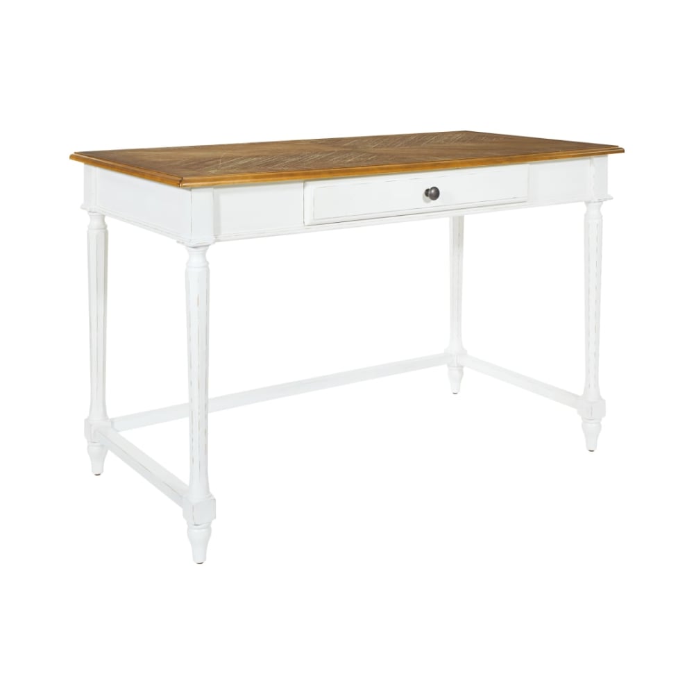 Medford_Writing_Desk_with white_distressed_faces_with_natural_veneer_tops_Main_Image