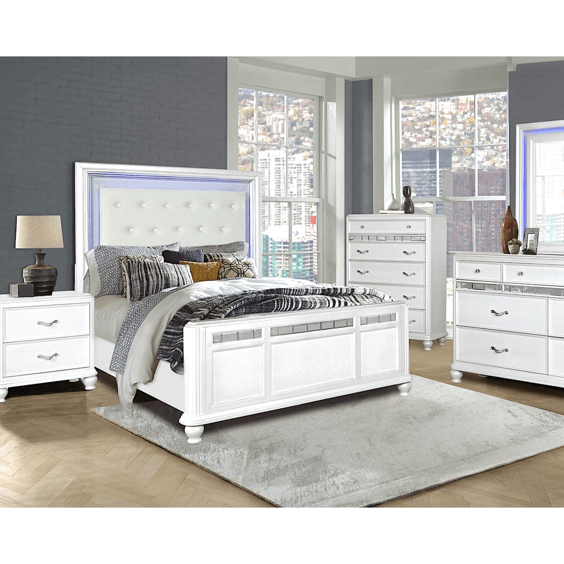Gia Platinum King Bedroom Set Conn S, Gia Upholstered King Bed