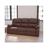 Harmony Series Brown LeatherSoft Sofa with Two Built-In Recliners