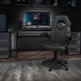 X10 Gaming Chair Racing Office Ergonomic Computer PC Adjustable Swivel Chair with Flip-up Arms, Black LeatherSoft - CH00095BKGG