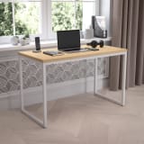 Tiverton Industrial Modern Desk - Commercial Grade Office Computer Desk and Home Office Desk - 47" Long (Maple/White)