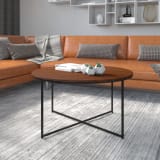 Hampstead Collection Coffee Table - Modern Walnut Finish Accent Table with Crisscross Matte Black Frame