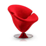 Tulip Swivel Accent Chair in Red and Polished Chrome
