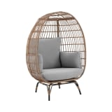 Spezia Patio Freestanding Egg Chair with Grey Cushions