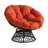 Papasan Chair with Orange cushion and Dark Grey Wicker Wrapped Frame