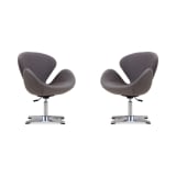 Raspberry Adjustable Swivel Chair in Grey and Polished Chrome (Set of 2)