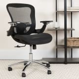 Mid-Back Transparent Black Mesh Executive Swivel Ergonomic Office Chair with Synchro-Tilt & Height Adjustable Flip-Up Arms