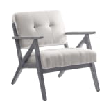 Reuben Armchair in Linen Fabric with Grey Brushed Wood Frame K/D