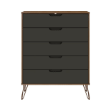 Rockefeller 5-Drawer Tall Dresser in Nature and Textured Grey
