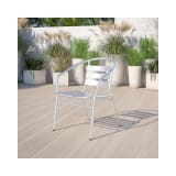 Commercial Aluminum Indoor Outdoor Restaurant Stack Chair with Triple Slat Back and Arms
