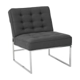 Anthony 26” Wide Living Room Accent Chair with Chrome Base and Klein Charcoal Fabric