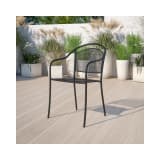 Commercial Grade 5 Pack Black Indoor Outdoor Steel Patio Arm Chair with Round Back