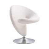 Curl Swivel Accent Chair in Cream and Polished Chrome