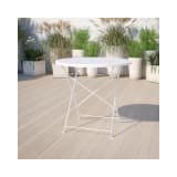 Commercial Grade 30" Round White Indoor Outdoor Steel Folding Patio Table
